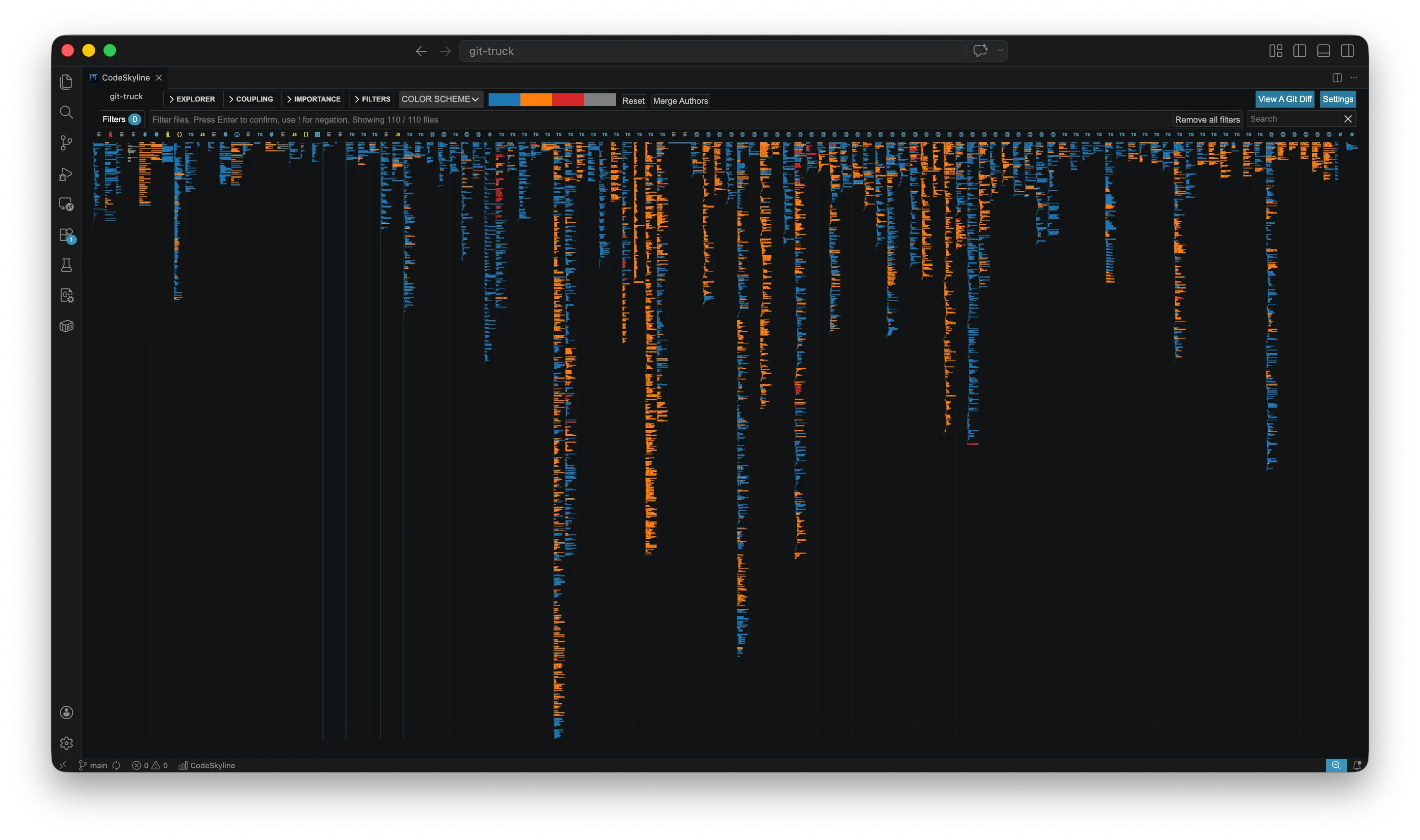 Use search and color schemes to discover code, complexity, authorship, code age, churn, and code problems.